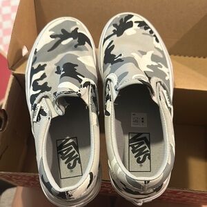 Vans Kids Camo Slip-On Shoes - Gray